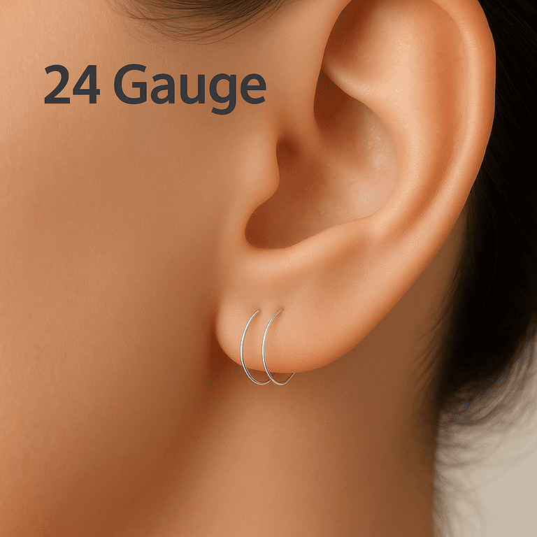 Silver Double Twist Hoop Earrings Piercing, 1 Pair Spiral