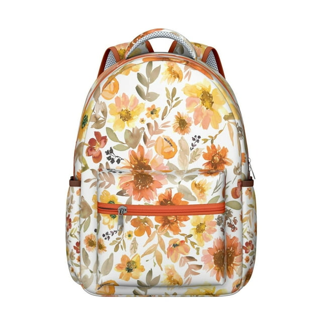 Sac à Dos Étudiant Imprimé Floral et Léopard Unique Vintage avec Motif Floral Aquarelle, Confortable et Résistant à l'Usure