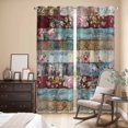 thumbnail image 3 of Vintage Flower Kitchen Curtains 84 Inch Length, Retro Botanical Floral Wooden Grommet Top Bedroom Living Room Curtains, Light Filtering Cafe Curtain Drapes 2 Panels Set 84''x84'', 3 of 9