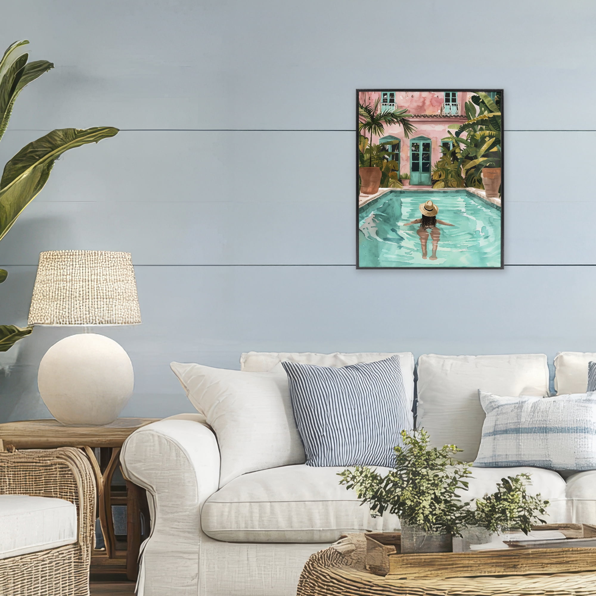 Stupell Industries Girl Swimming In Pool Black Framed Giclee Art, design by The Prints Vibe