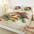 thumbnail image 3 of Manfei Vintage Christmas Bell Bed Sheets, Christmas Flower Plant King Sheets, Teen Boy Girl Kid Sheet Set, Luxury Bedroom Decor, 4 Pieces, 3 of 7