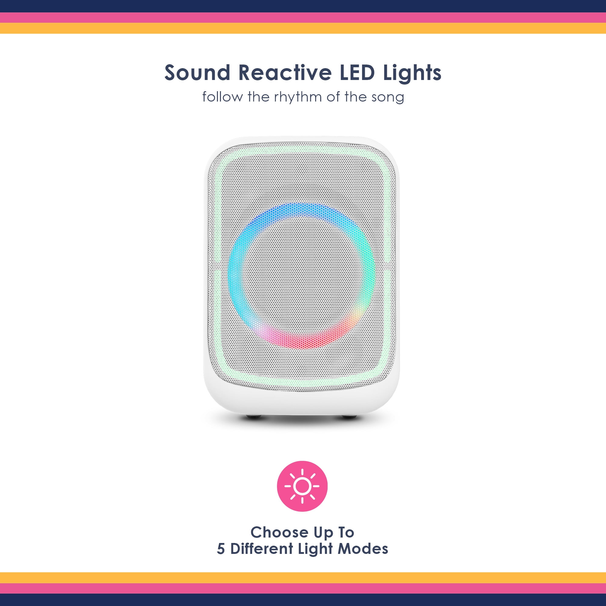 Packed Party "More Color More Fun" Portable Bluetooth Party Speaker, IPX5 Water Resistant, Rechargeable Battery