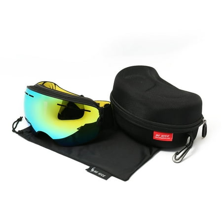 Spherical Series Goggles - Ski Snowboard Snowmobile Goggles with Magnet Fast Lens Changing UV400 Protection Anti-fog Spherical Frameless Goggles