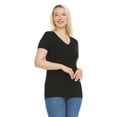thumbnail image 3 of Sophia by Mia Olivia Women's Tailored Fit Short-Sleeve V-Neck T-Shirt, Pack of 3 Fashion Essential- Value Trio Versatile Styling Options for Professionals, Students and Moms. Black, White, Beige., 3 of 11