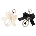 thumbnail image 4 of 2pcs Fake Pearl Decorating Bowknot Keychain Women Stylish Bag Hanging Charm Bow Pendant, 4 of 4