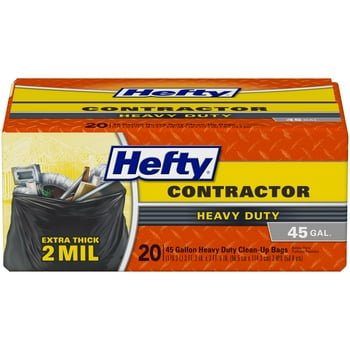 Hefty Heavy Duty Contractor Extra Large T Bags, 45 Gallon, 20 Count