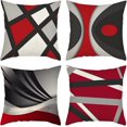 thumbnail image 1 of Juego de 4 fundas de cojín decorativas para sofá, dormitorio, sofá, silla, coche, cama y jardín, 45 x 45 cm (abstracto, rojo y negro), 1 of 5