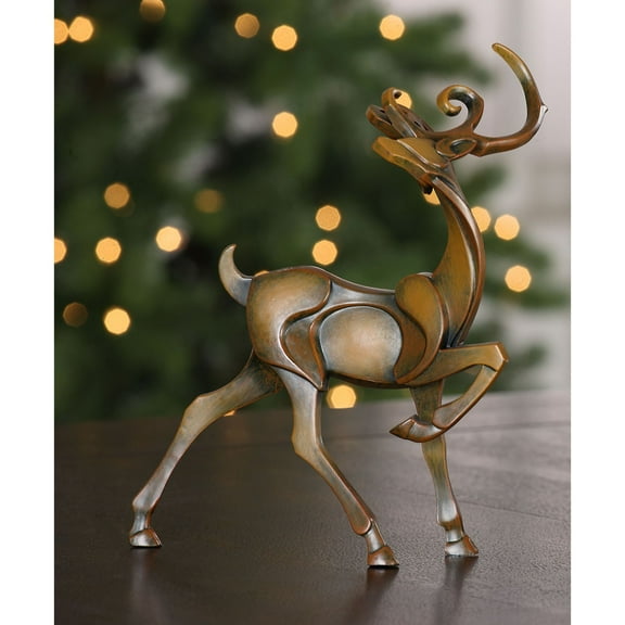 Icy Giftware Medium Deer Christmas Figurine Decoration - 9" - Bronze
