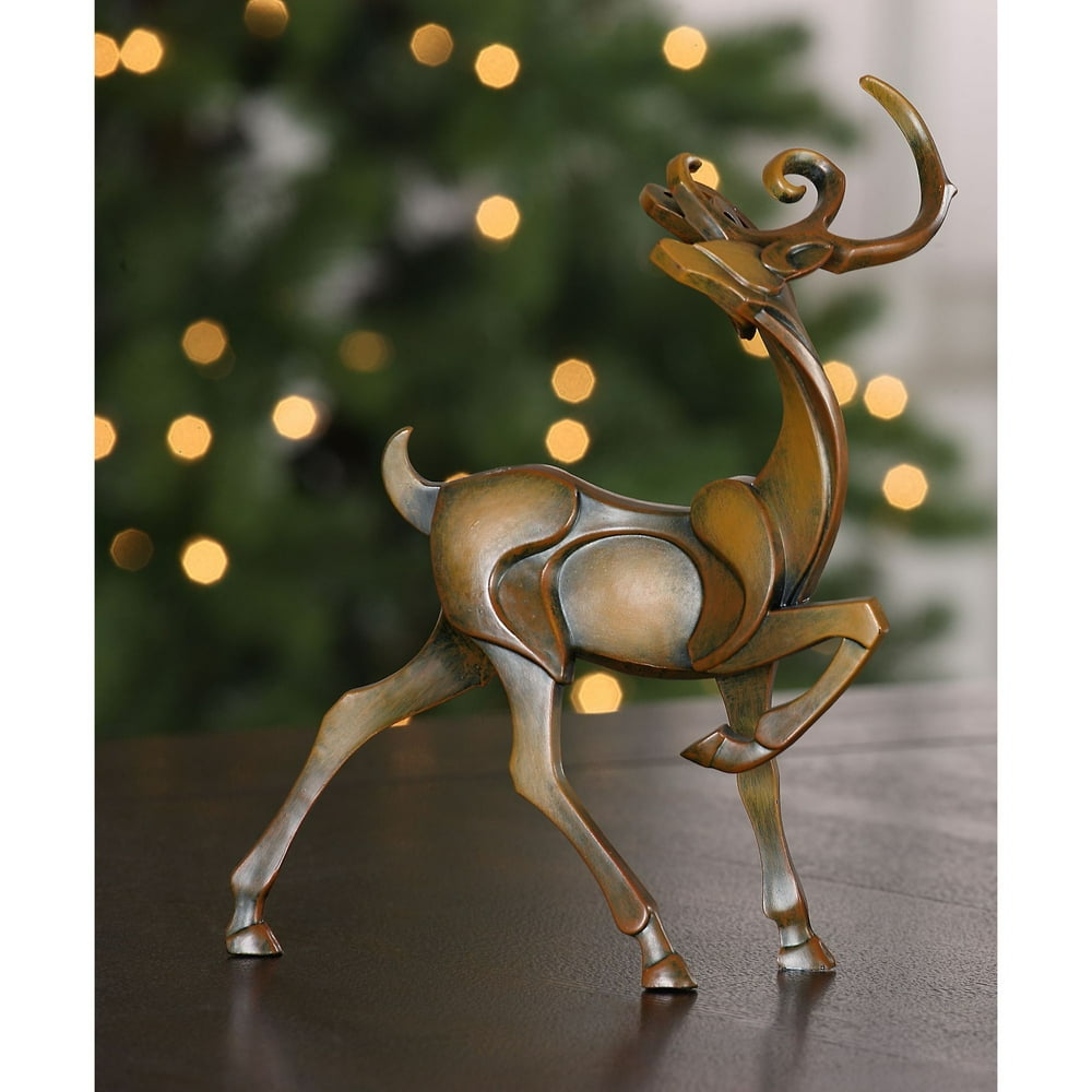Set of 2 Brown and Black Deer Christmas Tabletop Decor 9"