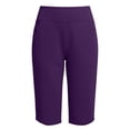 thumbnail image 3 of Women's Capri Yoga Leggings High Waisted Moisture Wicking Cropped Trousers Summer Casual Running Workout Pants with Pockets Purple, 3 of 7