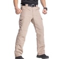 thumbnail image 2 of Domuza Men's Flex Pants Stretch Work Cargo Pants Lightweight EDC Outdoor Hiking Trousers Khaki 3XL, 2 of 5