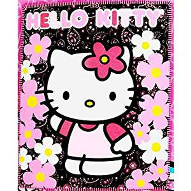 Blanket Hello Kitty Black Sunflwers New 50x60" Fleece Throw 70331