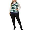 thumbnail image 2 of GRACE & GRANDEUR Suéter sin mangas de punto con cuello en V para mujeres de talla grande 4X verde, 2 of 6