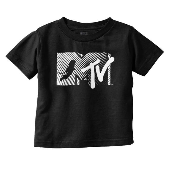 Retro MTV Stripes Logo Moon Man Toddler Boy Girl T Shirt Infant Toddler Brisco Brands 6M