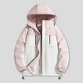 thumbnail image 2 of DUMUIELD Mens Down Jackets Fashion Color Block Ski Coat Winter Warm Jacket Thicken Waterproof Stand Collar Puffy Coat Pink,XXXL, 2 of 7