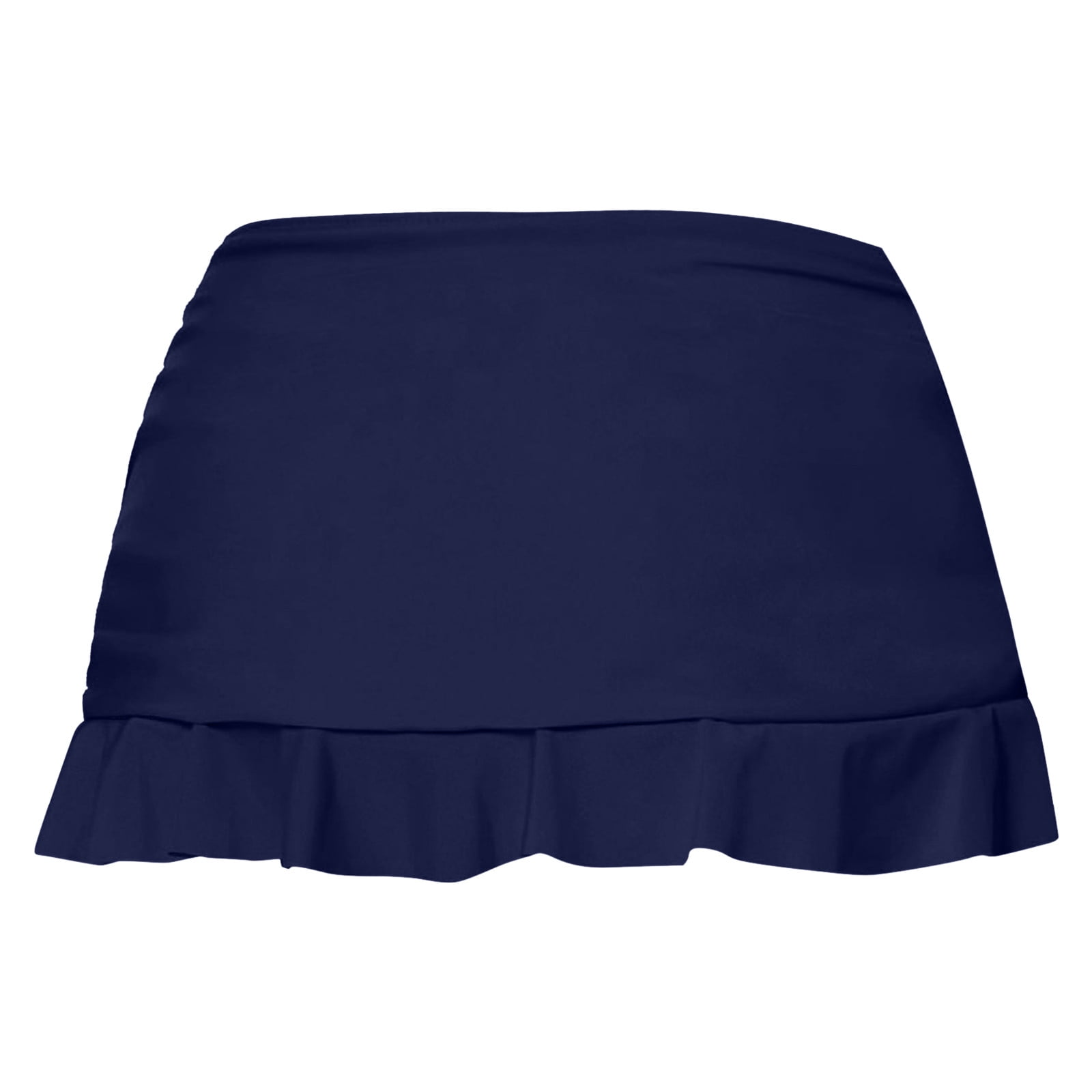 EliteGoogv Women One Piece Swim Bottoms High Waist Ruched Ruffle Hem Skirted Style Solid Color Modest Tummy Control Beach Swimwear Briefs,Dark Blue,XL