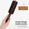 thumbnail image 3 of Round Boar Bristle Hair Brush with Wooden Handle Ideal for Styling Medium to Long Hair Thick, Fine, Curly, Or Straight Hair, Enhances Volume and Shine, Brown, 3 of 4