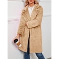 thumbnail image 3 of Women's Faux Fur Coat Suit Jacket Lapel Buttons Long Sleeve Winter Warm Coats Plush Blazers Overcoat Outwear, 3 of 4