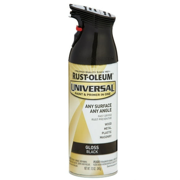 Rust-Oleum 245196 Universal Enamel Spray Paint, 12 Ounce (Pack of 1), Gloss Black