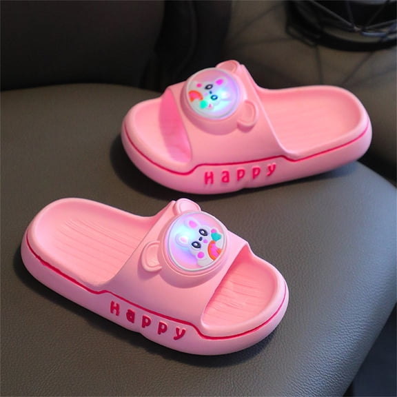 SROBPTY Toddler Girls Sandals Light Up Soft Sole Summer Open Toe Flat Shoes for Daily Wear