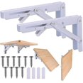 thumbnail image 1 of 2pcs Folding Shelf Brackets - Heavy Duty Metal Collapsible Triangle Shelf Bracket, Diy Wall Mounted Folding Table Hinge, Space Saving For Bench Table-, 1 of 5