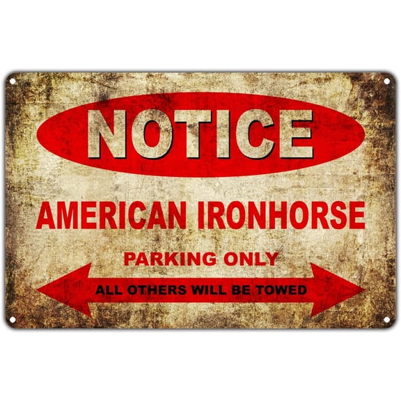 American IRONHORSE Motorcycles Bikes Only All Others Will Be Towed Parking Sign Vintage Retro Metal Decor Art Shop Man Cave Bar Aluminum 12"x18" Sign Plate