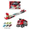 thumbnail image 1 of Juguete Camión Transportador 2en1 Pista de Carreras Lanzadora con 6 Carros de Juguete, 1 of 5
