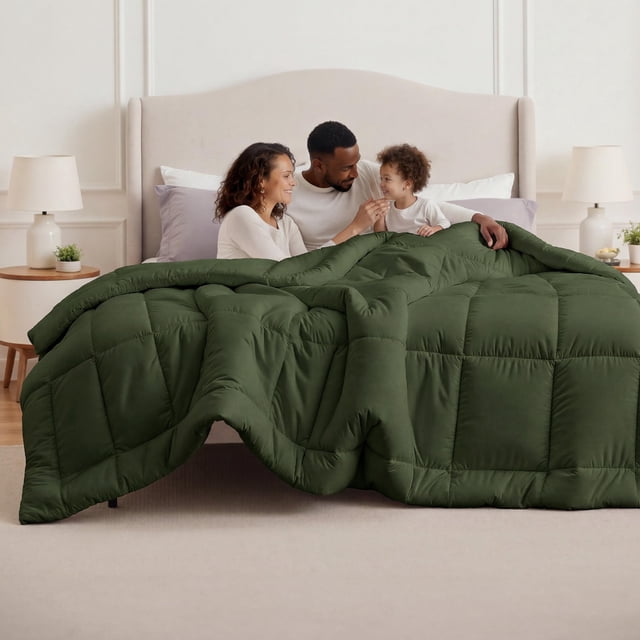 Edredón Bedsure King Sobredimensionado 295 x 249 cm Verde oliva