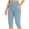 thumbnail image 2 of biudgviw Capri Pants for Women High Waisted Skinny Workout Yoga Pants Stretch Athletic Jogger Capris Cropped Pants Short Pants Trousers(Light Blue,X-Large), 2 of 7