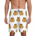 thumbnail image 1 of Custom Print Men Manga Garfields Cartoon Anime Cat Pattern Pajama Bottoms Sleepwear Pjs Sleep Shorts with Pockets, 1 of 7