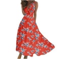 thumbnail image 2 of GaThRRgYP Women's Spring/Summer Sleeveless Color V-Neck Wrapped Chest Dress Long Dress Red L, 2 of 5