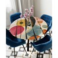 thumbnail image 5 of nqOlkjepod Geometric Abstract Round Tablecloth, Fitted Table Cover with Elastic for 55"-60" Round Tables, Modern Vintage Oil Painting Art Table Cloth Outdoor Dinning Party Waterproof Tablecloths, 5 of 6