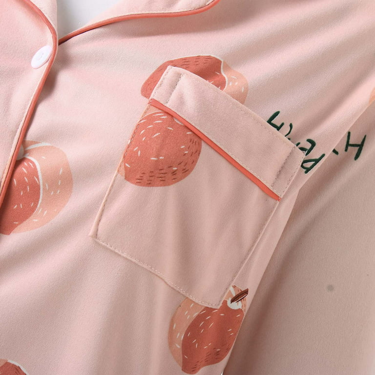 Lisingtool Pajamas for Women Set Women Casual Lapel Button Plaid Printing  Two Piece Long Sleeve Pajamas Pajamas Suit Pajama Pants C