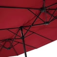 thumbnail image 5 of Deck Umbrella, 15Ft Foldable Outdoor Patio Table Market Twin Umbrella with Crank, Double-Sided Rectangular Rain Shelter for Patio, Aluminum Waterproof Sunscreen Beach Sun Shade Tent, Burgundy, S8643, 5 of 8