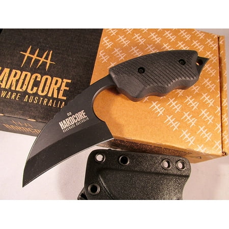 Hardcore Hardware Australia LFK-01G Fixed Blade EDC Utility Knife Black Teflon Finish Black G-10 Handle Kydex