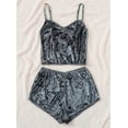 thumbnail image 2 of Aunavey Women's Velvet 2 Piece Outfit Spaghetti Strap Sleeveless Crop Top+ Shorts Set, 2 of 6