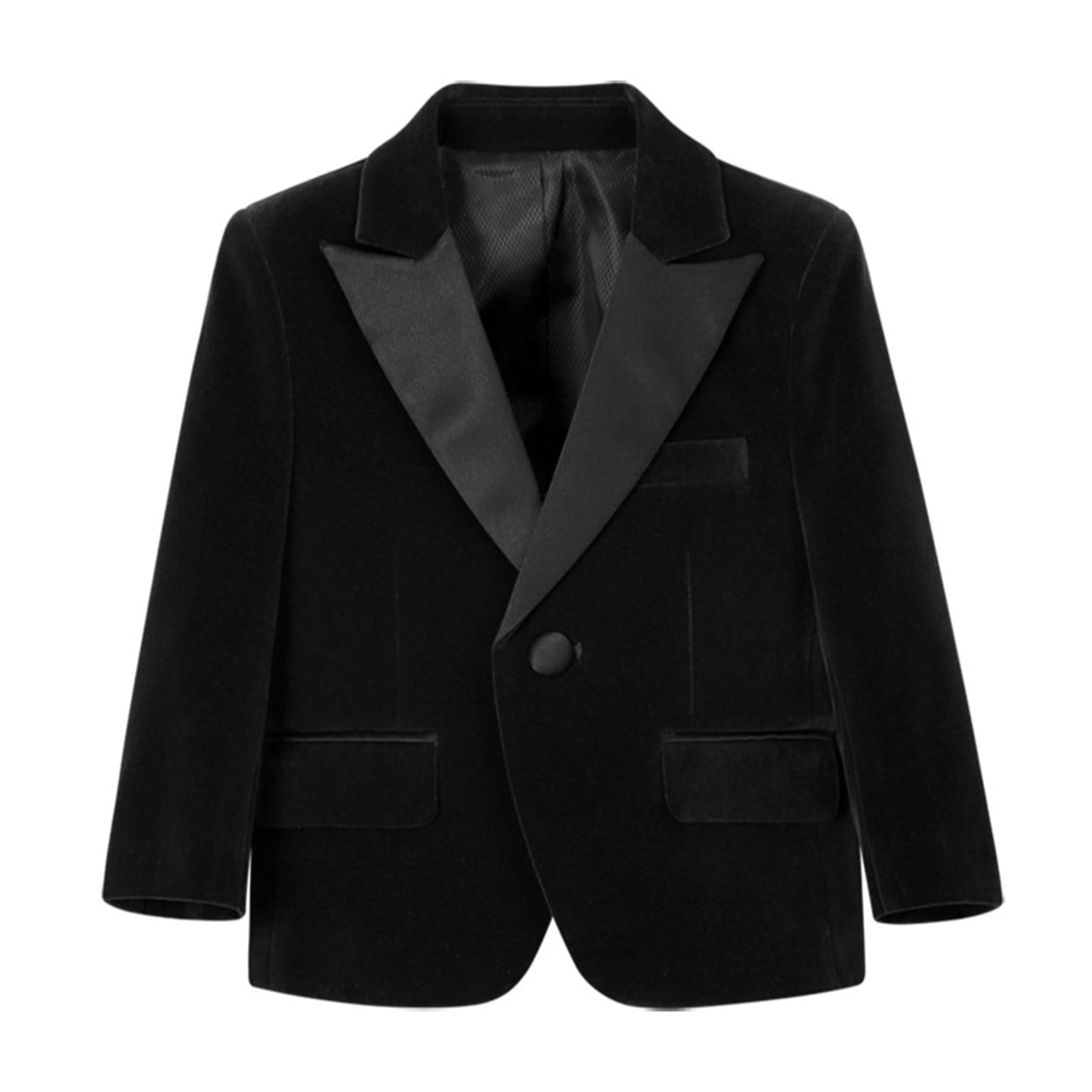 Boys Suits Wedding Ring Bearer Outfits with Blazer Jacket Dress Shirt & Pants Bow Tie 4 Piece Tuxedo Set