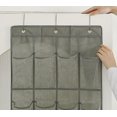 thumbnail image 2 of 24-pocket Shoe Rack Hanging Over The Door Shoe Rack Space Saving Shoe Cabinet With 3 Hooks Gray, 2 of 2