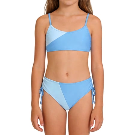 Huachaog Girls 2 Piece Swimsuits Bikini Color Bikini with Adjustable Shoulder Strap Bathing Swimwear