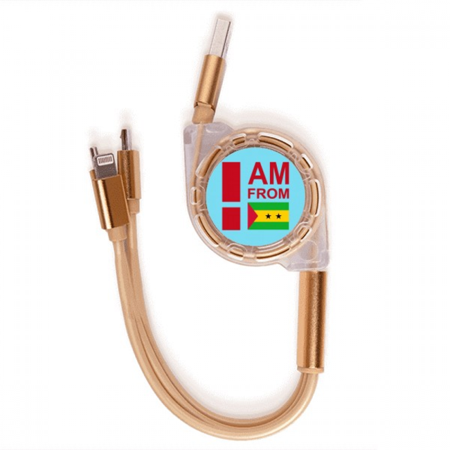 Soy de Santo Tomé y Príncipe Cable de carga telescópico múltiples USB tres en uno