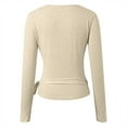 thumbnail image 4 of RUTAYY Women's Tie Wrap Crop Shirt Long Sleeve Deep V-Neck Solid Color Slim Fit Dance Yoga Workout Blouse Trendy Travel Tops, 4 of 5