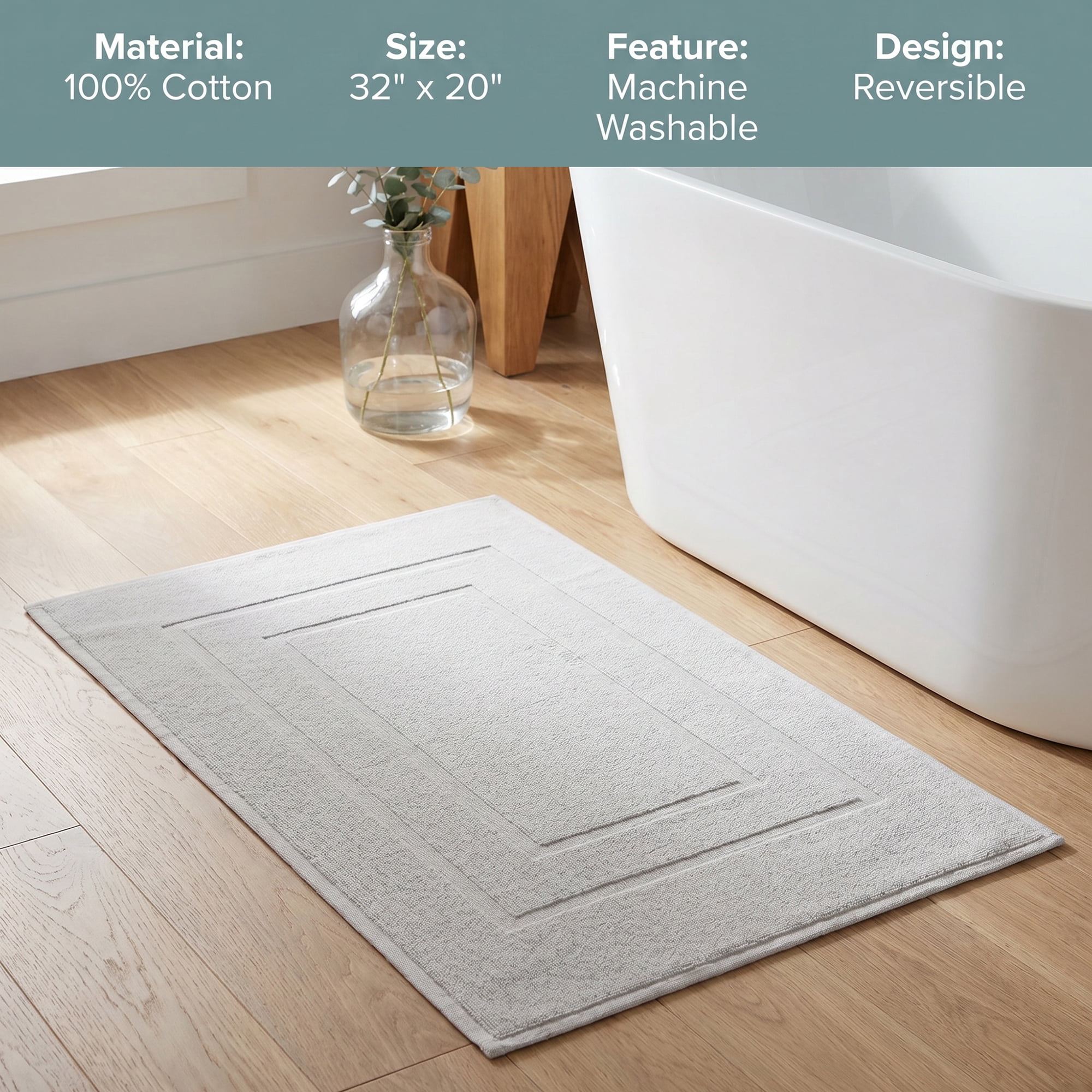 Unique Bargains Cotton Ultra Absorbent Quick Dry Washable Towel Bath Mat White