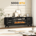 thumbnail image 5 of Sonegra Fireplace TV Stand with 36" Electric Fireplace, Mid Century Modern Entertainment Center with Led Lights for 80" TVs , Wood Media Console with Slatted Sliding Doors for Living Room, Black, 5 of 8
