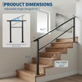 thumbnail image 3 of Stair Handrail Kit Black Aluminum 2-Pack - 6-Step Weatherproof Railing with Iron Posts, Rust-Proof for Indoor/Outdoor Porch, Deck & Steps (Includes Safety Gloves), 3 of 8