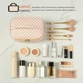 thumbnail image 2 of Meiyuuo Waterproof PU Leather Cosmetic Makeup Bag with Zipper, Checkered Plaid, Red, 1 Piece, 2 of 6