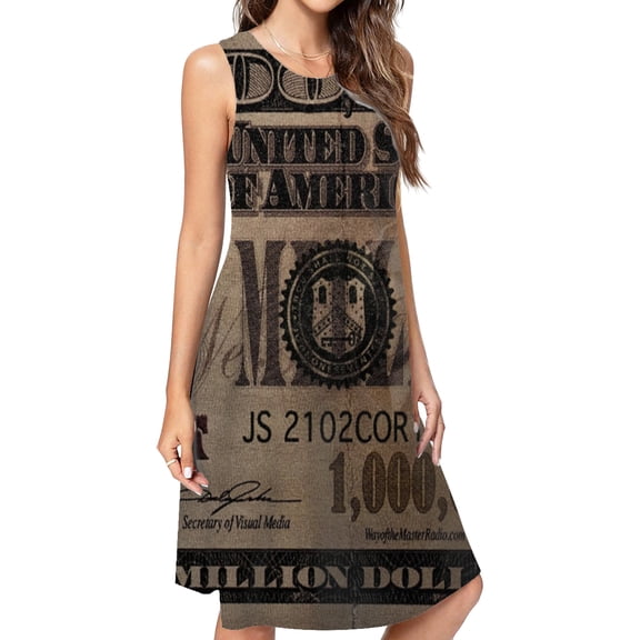 1 Million Dollar Bill Dress Elegant Party Dresses Evening Dresses Women Dress Sleeveless Dress Ladies Dresses