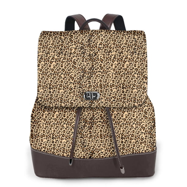Fotbe Leopard Print Brown Mochila Bolso con Estampado para Mujer, Mochila Antirrobo de Nylon Impermeable, Bolsa Ligera de Hombro
