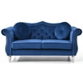 thumbnail image 4 of HomeStock Eclectic Escape Loveseat, 68"W x 35"D x 34"H, Velvet with Tufted Design, Nailheads & 2 Matching Throw Pillows-Color:Navy blue, 4 of 5