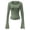 Green, variant on Women's Square Neck Tee Knit Long Sleeve Fitted Lace Trim Yoke Casual Elegant Tunic Shirts Cute Trendy Summer Tops