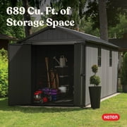 Keter Newton Plus 7.5x15 ft. Durable Resin Outdoor Storage Shed With Heavy Duty Floor and Locking Door, Grey